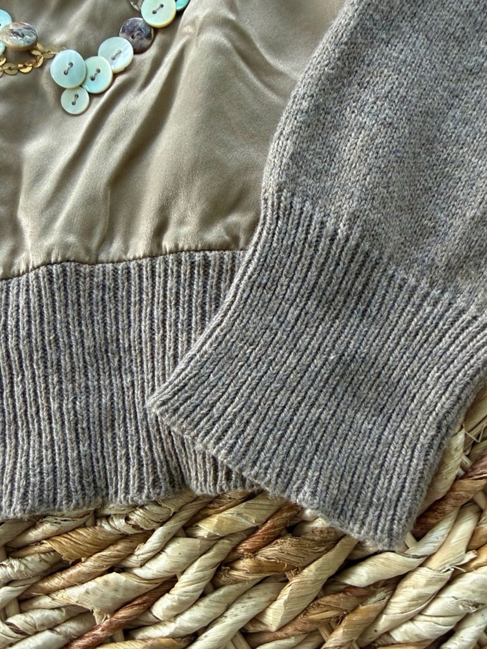 Sundance Embellished Taupe Cardigan Sweater - Picture 7 of 11